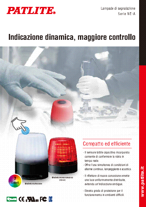 Lampade di Segnalazione NE-A Monocolore, Multicolore o con Sensore Tattile<br> 