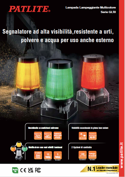 Serie GL10 <br> Lampada Lampeggiante Multicolore