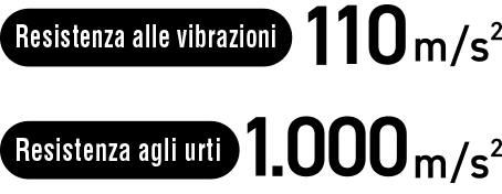 [Resistenza alle vibrazioni] 110 m/s², [Resistenza agli urti] 1.000 m/s²
